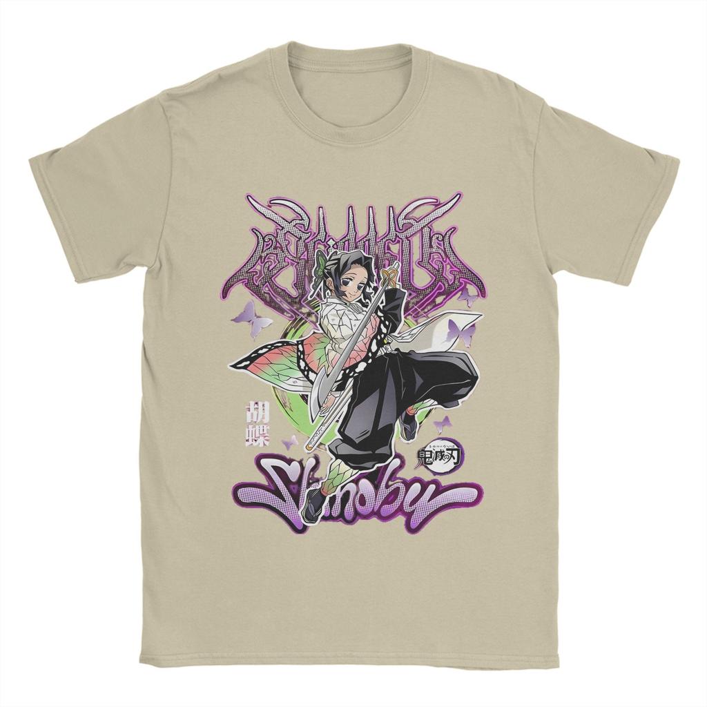 Men T-Shirt Shinobu Kocho Demon Slayer Funny 100% Cotton Tees Short Sleeve T Shirts Round Collar Clothing Gift Idea