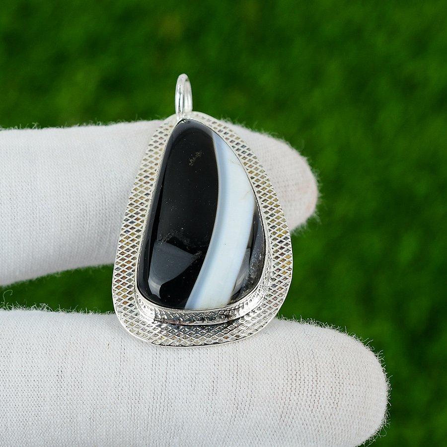 925 Sterlingsilber Birnenform Sardonyx Edelstein Lünette Elegant Schwester Anhänger Schmuck