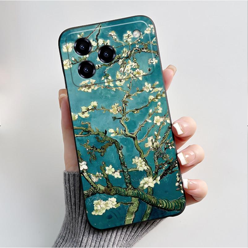 Printing Pattern Case For ZTE Blade A76 4G Z2474 Soft Silicone Black Shell Cover Cute Flower Cartoon Casing