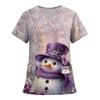 Women's Fashion Printed Short Sleeve V Neck Pattern Tops Pocket Working T-shirts