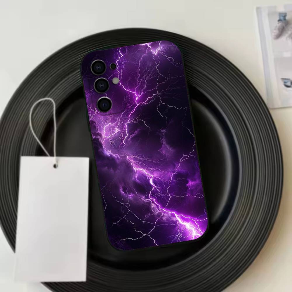 Dark Night I-lightning Phone Case For Samsung S25,S24,S21,S22,S23,S30,Ultra,S20,Plus,Fe,Lite,Note,10,Black Cover