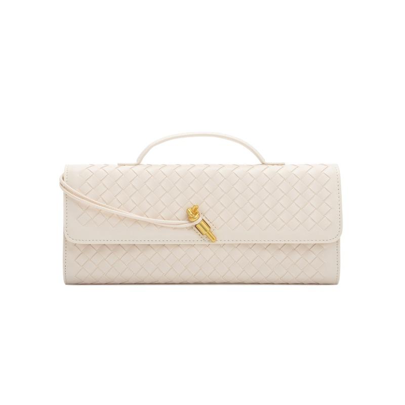 [] Niche Woven One-shoulder Baguette Bag, Horizontal Clutch Bag, Women's Oblique Span Bag