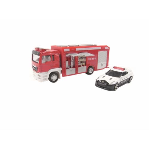 

Jozen Cast Kids Fire Truck and Nissan GT-R Police Car