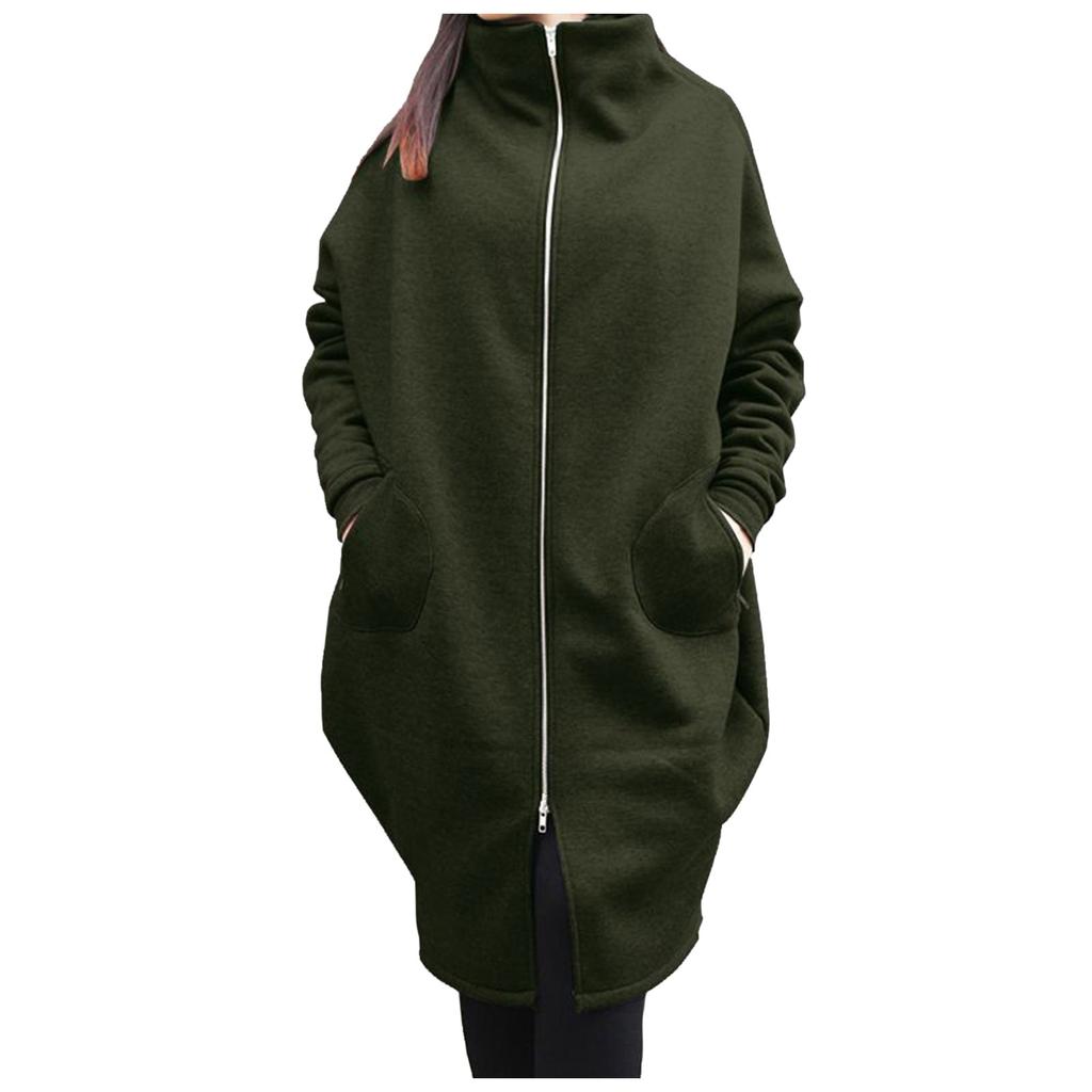 Women's Long Zip Up Hoodie Sweatshirt Full Zip Hooded Coat Casual Loose Fit Long Sleeve Outerwear with Pockets