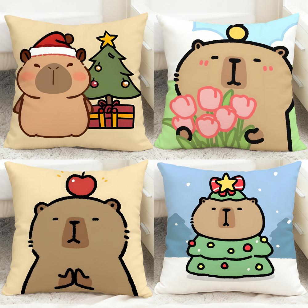 classic animal Capybara Cushion Cover Comfortable Reversible Pillow Cover Ideal for Car Sofa Bedroom Beyond