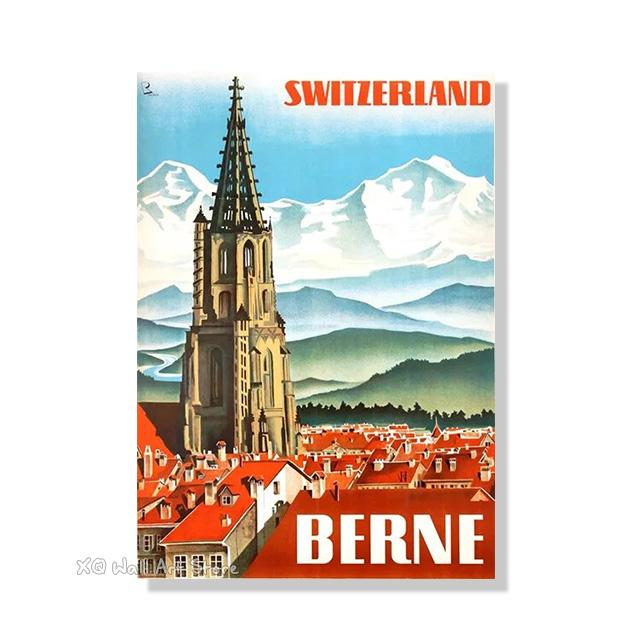 

Современный Берн Город Швейцария Путешествия Холст Картина Винтаж HD Картина Плакат Покрытая Наклейка На Стену Для Гостиной Дома Без Рамы 30x40cm No Framed