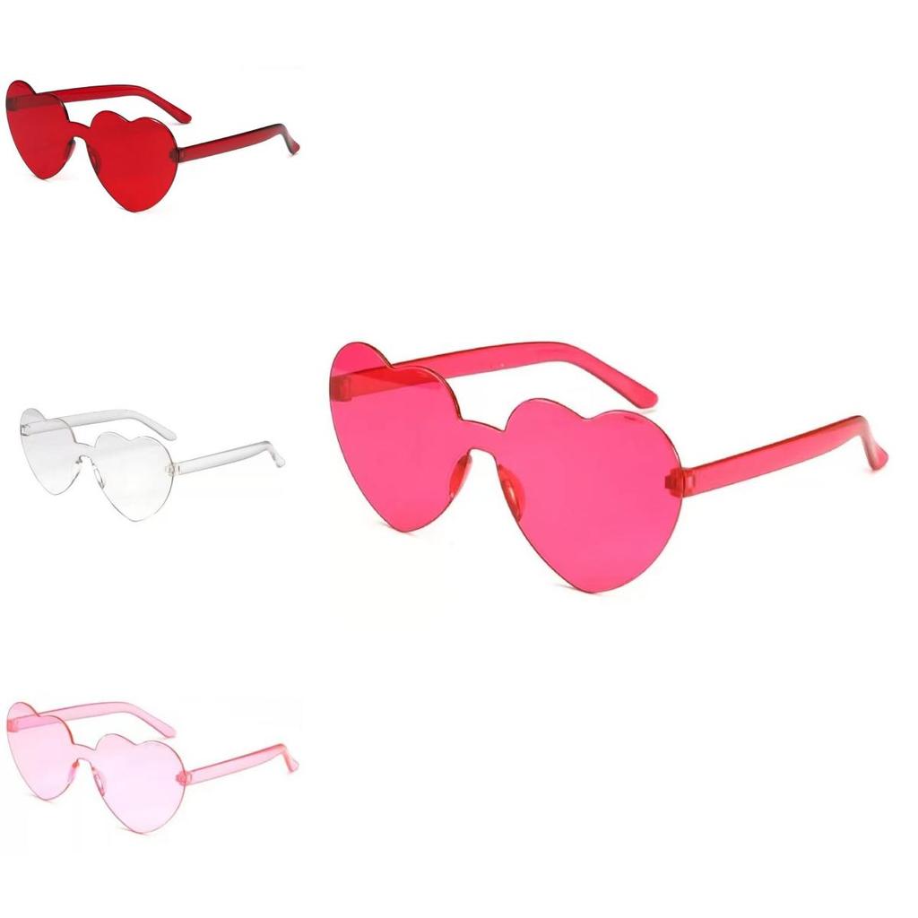 Occhiali da Sole Senza Montatura a Forma di Cuore in Colori Trasparenti Candy