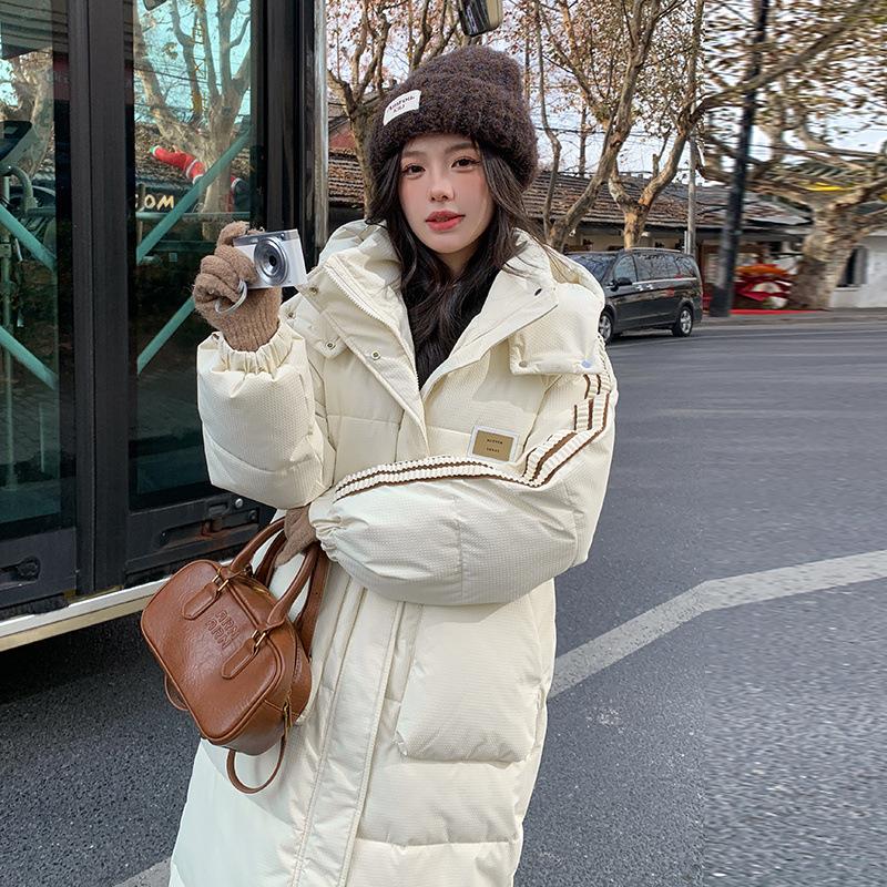 Long Over-the-knee Padded Jacket Loose Hooded Padded Jacket Winter Fashion Padded Jacket Women