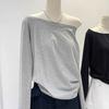 Slant Shoulder Long Sleeve Women's Clothing Style Interior Wide Truffle Shoulder Base Autumn Winter Shirt
