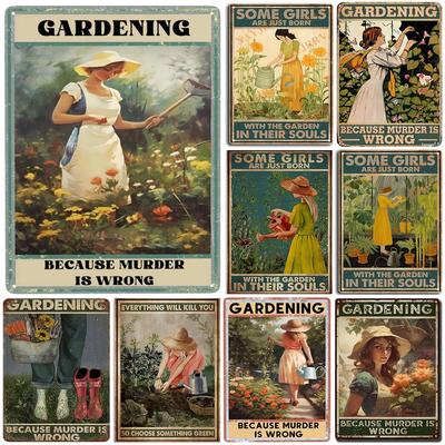 Giardinaggio Perché l'Omicidio è Sbagliato Segni Metallici Vintage in Latta Decorazione da Parete per Casa Giardino Bar Caffetterie Club Poster Retrò Placca