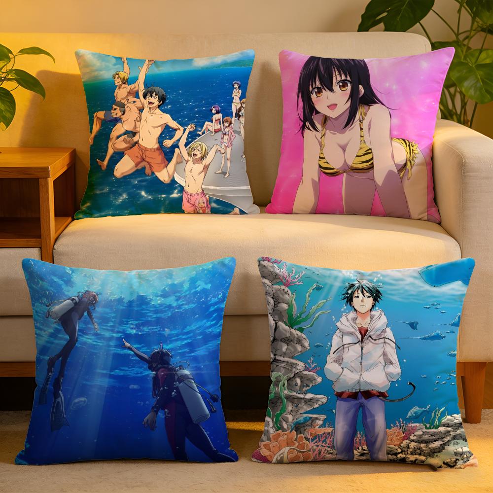 Cushion Cover Linen SkinFriendly Soft Decorative Case for Sofa Home Decor Anime GGrand Blue Dreaming Pillow cover