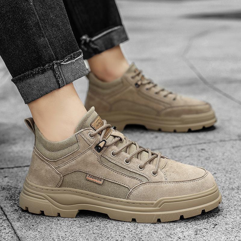 

Men s Shoes Desert Retro Martin Boots Thick Soled Mid Top Outdoor Canvas Workwear Short 40 хаки