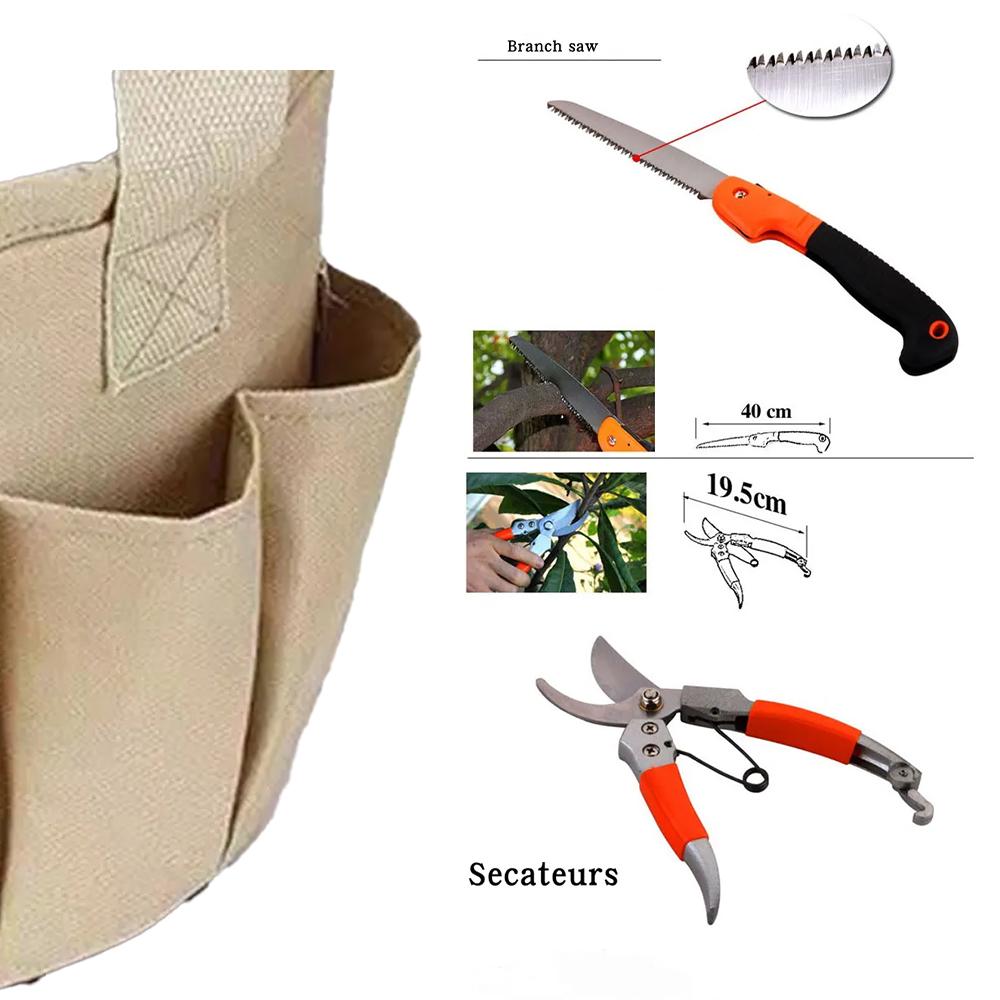 Gartengeräte-Set zum Graben, Pflanzen, Beschneiden, Gartenset mit strapazierfähiger Tasche, Handschuhen, Geschenkbox, Ideale Gartengeschenke -001