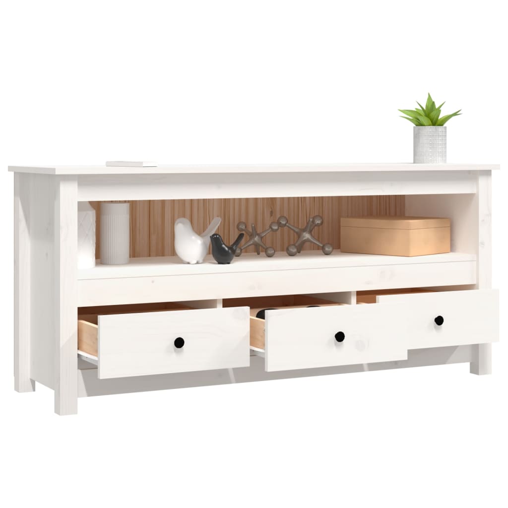 Vidaxl Szafka Pod Telewizor, Biała, 114X35X52 Cm, Lite Drewno Sosnowe