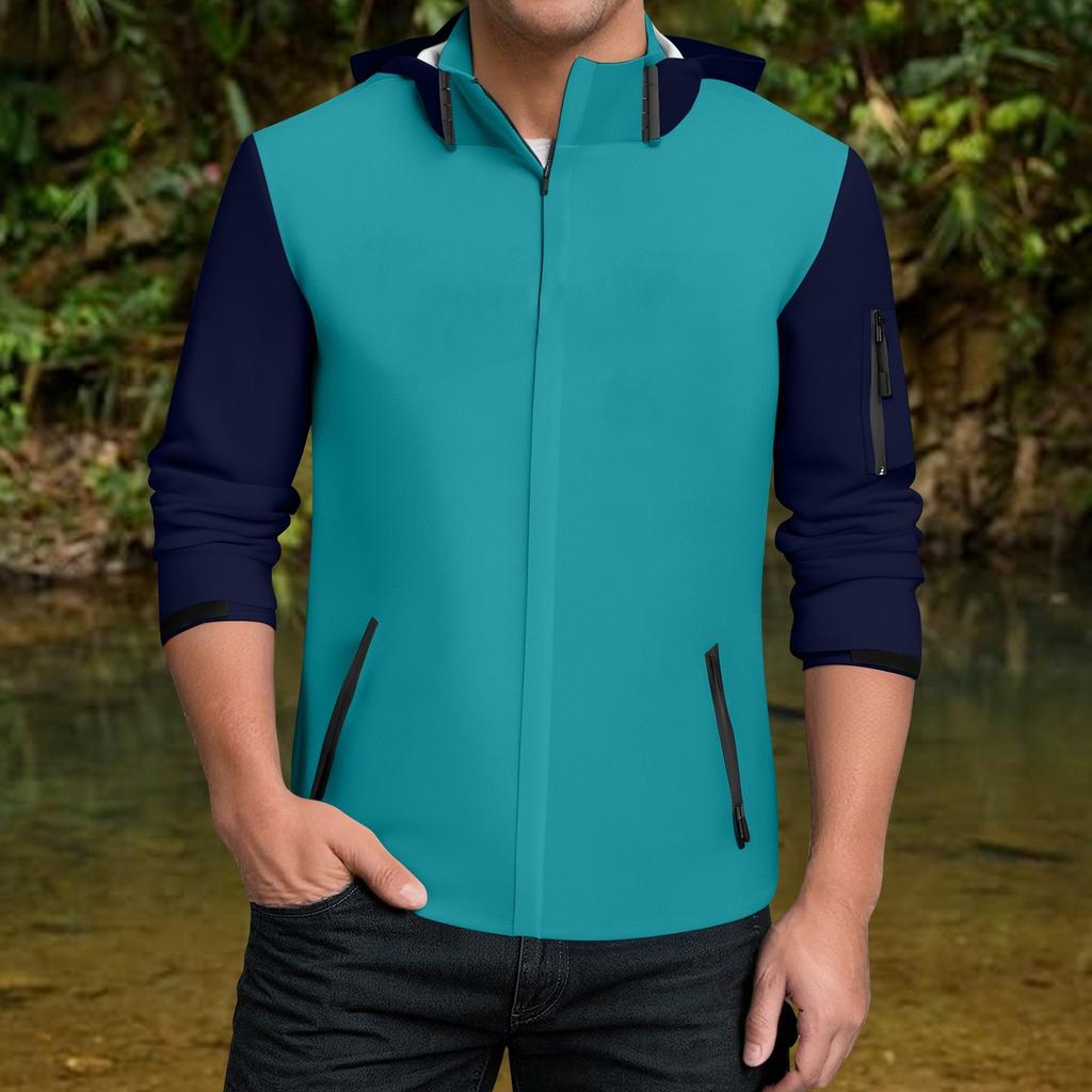 Rain Jacket Men Waterproof Windbreaker, Lightweight Hooded Raincoat For Daily Casual