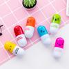 6Pcs Cute Smiling Face Pill Ball Point Pen Novelty Stationery Telescopic Capsule