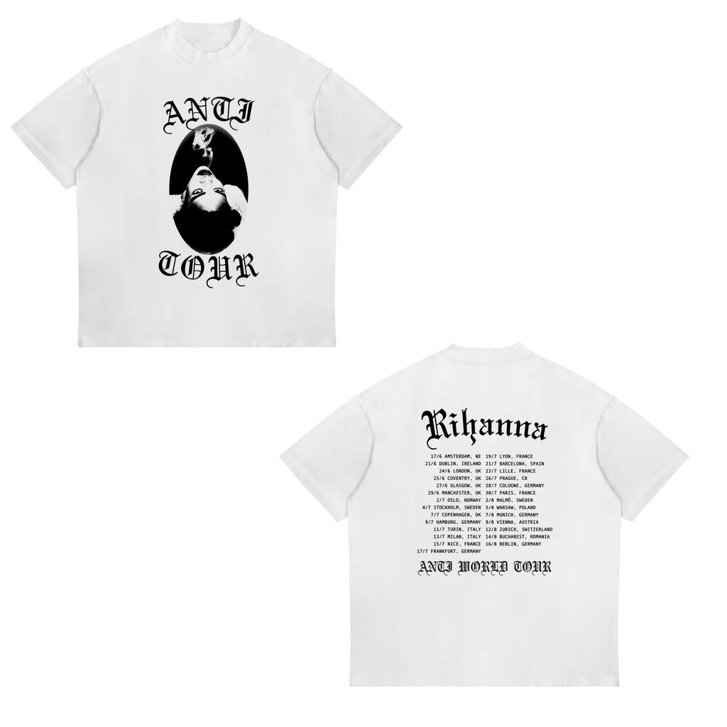 Rihannas Retro Tour Pattern Tshirt A Unisex Concert Souvenir A Classic Album Cover Retro Tshirt for Fans Unisex Women