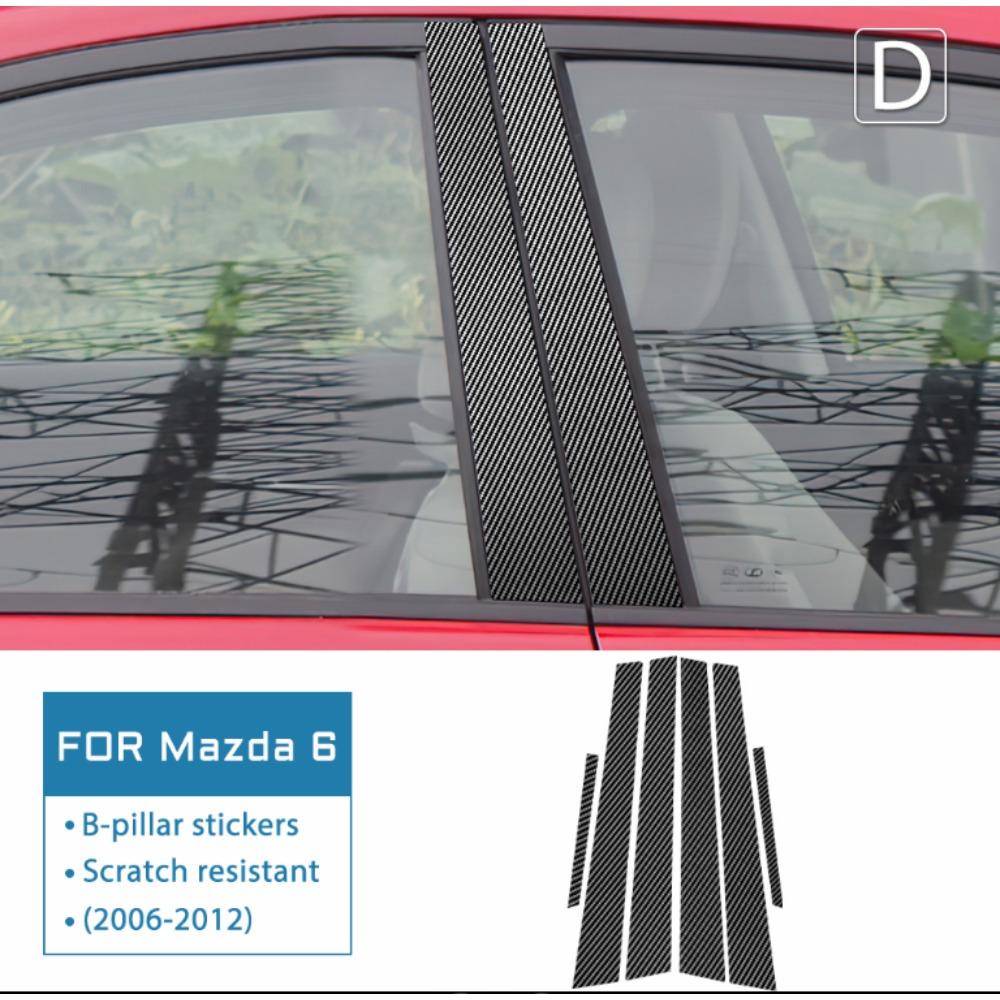 For Mazda 6 3 CX-5 CX5 CX-30 2006-2012 Carbon Fiber Pattern B-Pillar Trim PC Material Interior Decor Protective Car Accessories