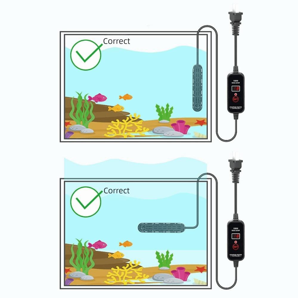 15-34°C Aquarium Submersible Heater LCD Display Mini Aquarium Heater Reptiles Tanks