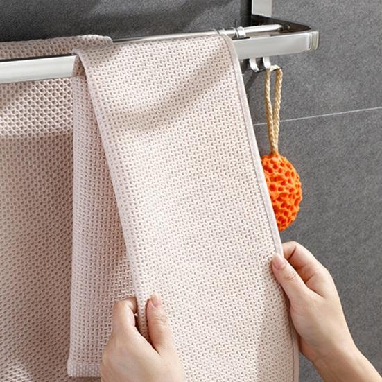 Towel Rack Foldable Towel Shelf with Movable Hooks Rustproof Wall