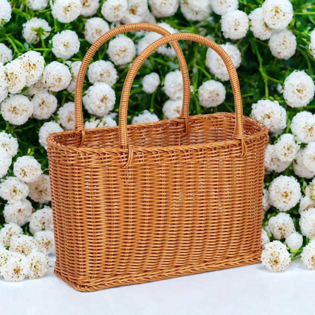 Wicker Storage Basket Handheld Shopping Basket Storage Basket For Outdoor Picnic And Home Use
