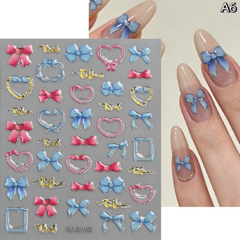 Blossom Floral Nail Stickers Bronzing 5D Spring Summer Petal Nail Appliques Flowers Nail Charms DIY For Manicure Decoration