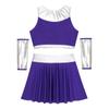 Womens 4Pcs Set Super Women Cosplay Costumes Outfits Crop Tops with Skirts Gloves for Halloween