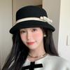 French Romantic High-end Lampshade Hat, Wool Top Hat, Women's Autumn/winter Warmth, Face-enhancing Little Hepburn Style Bucket Hat, Basin Hat