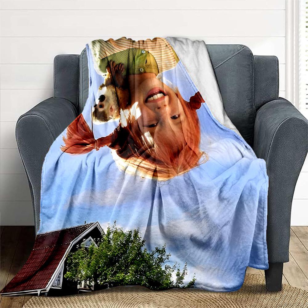 1pc Pippi Longstocking Outdoor Blanket Lightweight Flannel, Soft & Warm, All-Season Use for Sofa, Outdoor, Camping, Living Room022
