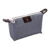 Striped Cosmetic Bag Waterproof Foldable Large Capacity Zipper Closure Dumpling Shape Portable Makeup