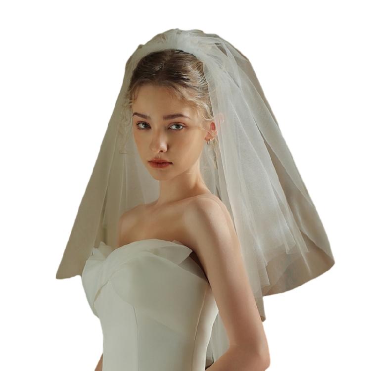

Feathery Bridal Veil Stylish Clouds Sheer Graceful Wedding Hair Accessory White Net Veil Wedding Photo Props 1