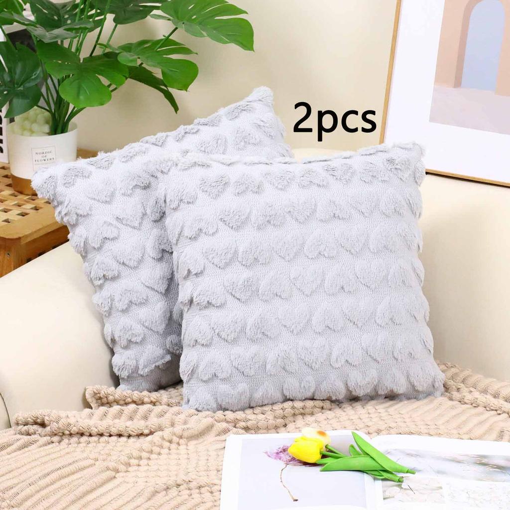 2pcs Cross Border Modern Minimalist Pillow Cover Long Plush Autumn Winter Living Room Sofa Heart Cushion Pillow Cover
