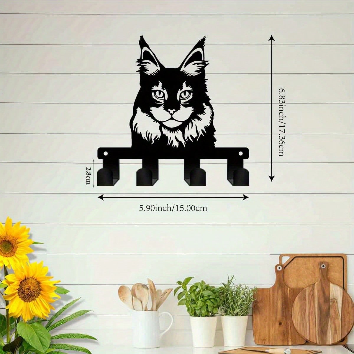 

Maine Cat Key Hook Heavy Duty Metal Entryway Organizer with Holes for Easy Installation