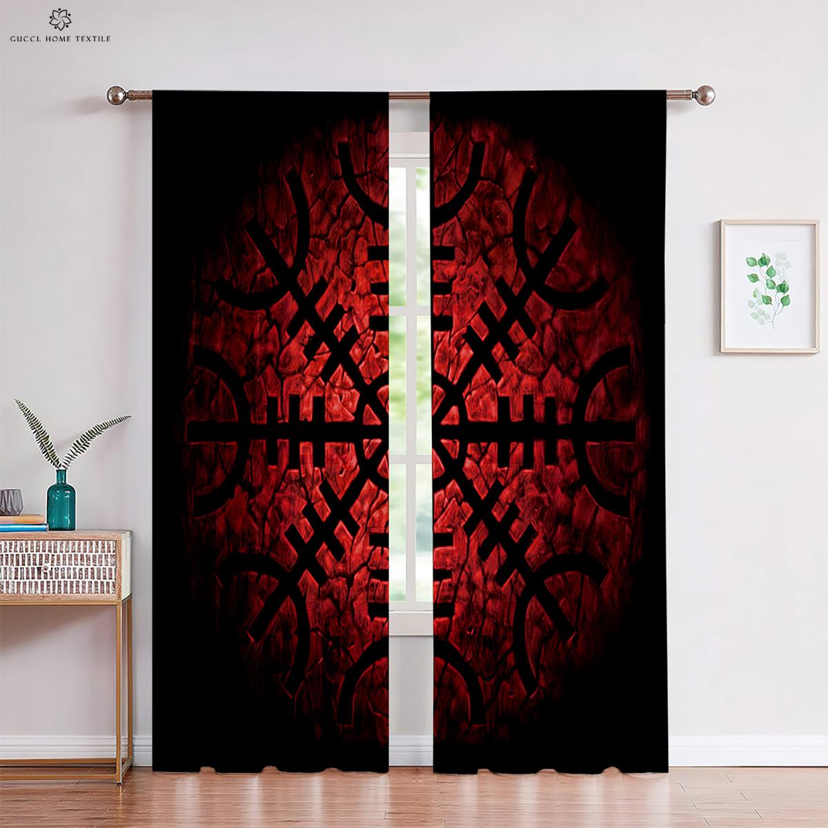 

Креативная штора с руническим принтом для спальни, кухни, гостиной, кабинета, декоративный карман для штанги, можно заказать по индивидуальным размерам, 2 шт. W50xH130(CM)x2PCS&Grommet Top