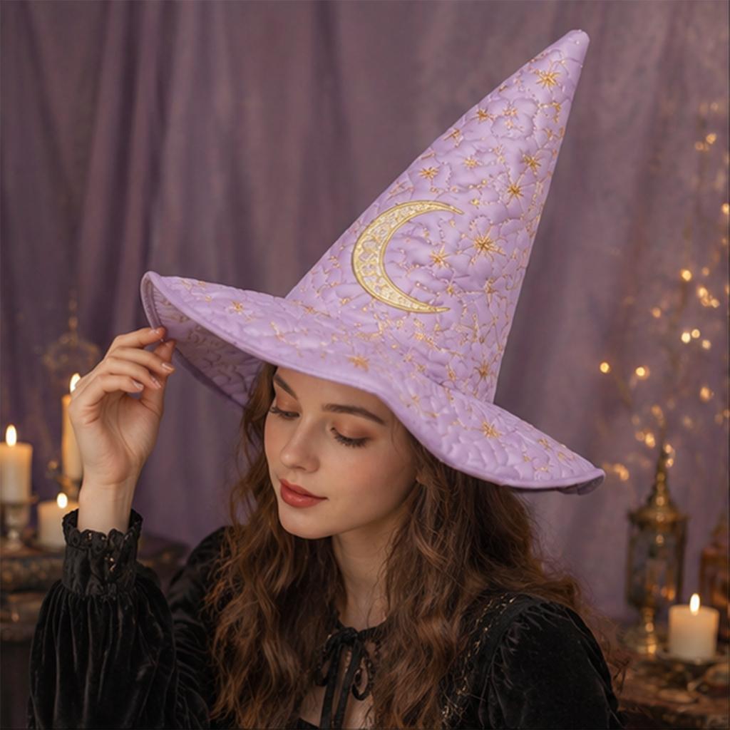 Women's Tall Pointed Witch Hat for Halloween Party Costume Accessory