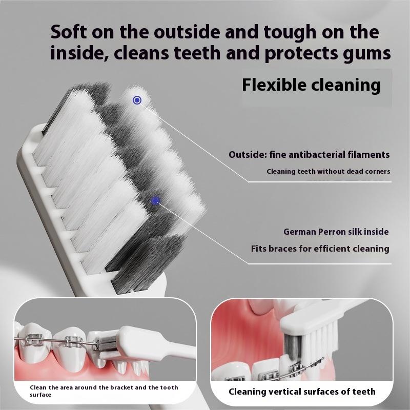 1Pcs Toothbrush Clean Braces Dental Tooth Brush Ultra-Fine Soft Bristle Toothbrush Oral Care Removable Folding Storage Design