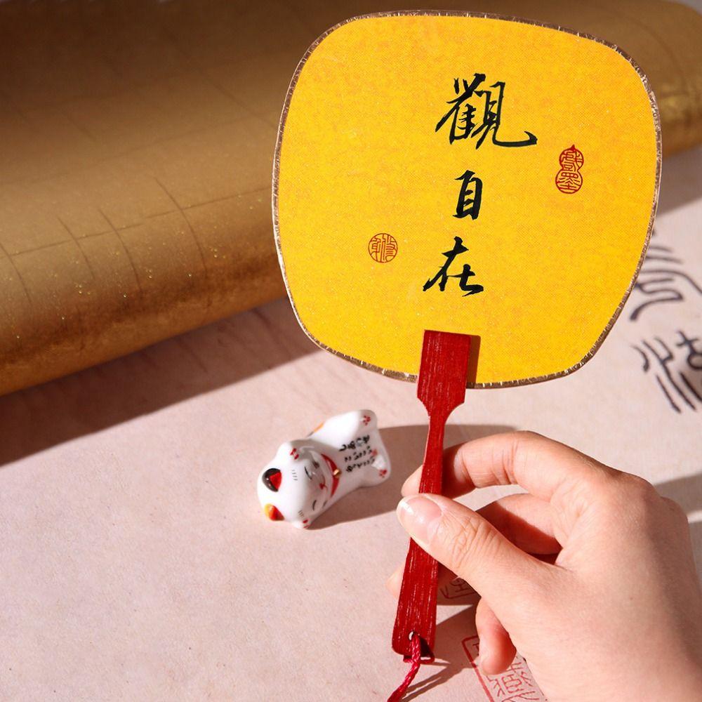 

Handmade Hand Cranked Fan Blank Painting Decorative Craft Fan DIY Fan Wedding світло-синій колір
