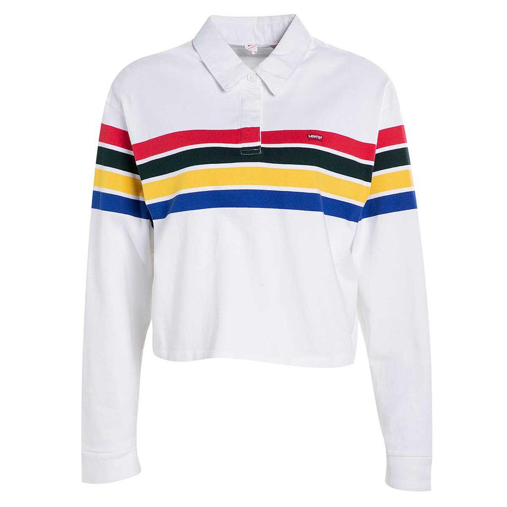 Levis Striped Casual Comfortable Long Sleeve T-Shirt Women Tops White 69558-0000