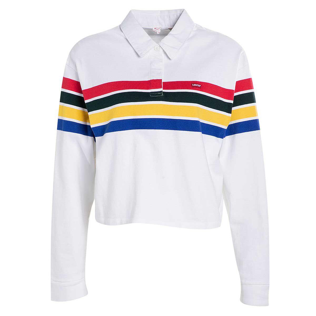 

Levis Полосатая Повседневная Удобная Футболка с Длинным Рукавом Женские топы Белый 69558-0000 M