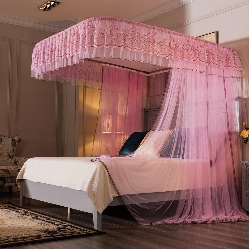 2025 Liftable Princess Style Three-Door U-Shaped Mosquito Net Canopy, Floor-Standing One-Piece Design