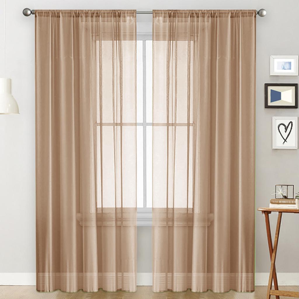 Solid Color Double String Terylene Curtain Sheer Semi-Blackout Thin Window Sheer