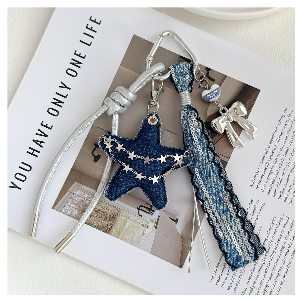 Balletcore Pink New Satin Rhinestone Bag Charm Lace Ribbon Butterfly Pendant Sweet Girls Ornament Gift Bag Charm