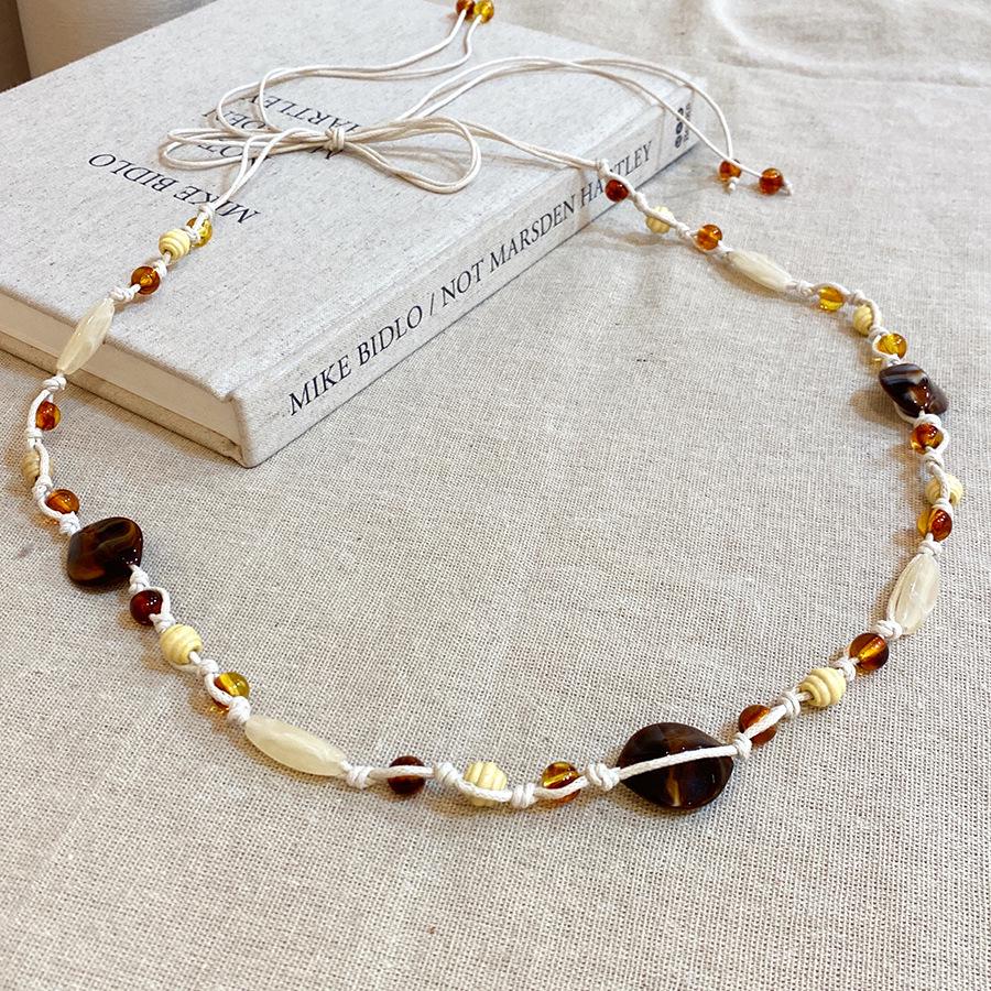 Korean Silk Scarf with Wooden Beads: Trendy, Versatile Waist Chain & Belt for Women