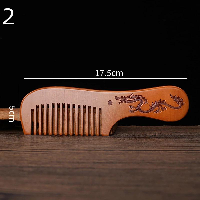 Anti-Static Handcrafted Natural Peach Wood Hair Comb Head Massage Wooden Comb Hair Care Diy Styling Tool