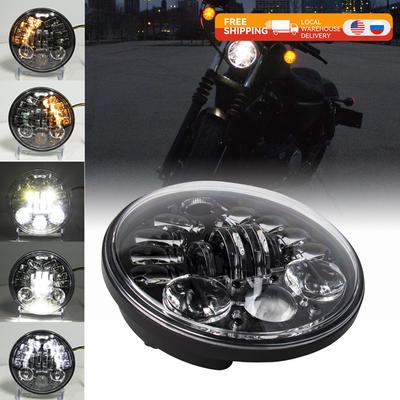 5,75-calowy motocyklowy reflektor LED czarny Faro Moto Light białe oczy anioła do Dyna Sportster Softail 5 3/4" reflektor LED Moto
