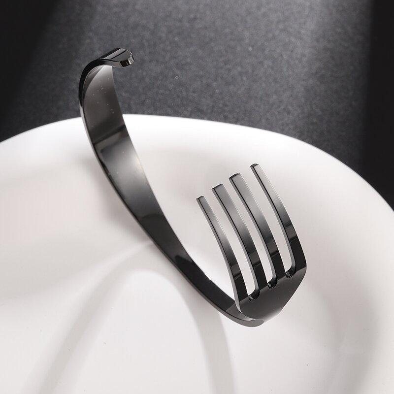 Modeontwerp Roestvrij Staal Gebogen Tafelgerei Vork Open Armband Mannen en Vrouwen Persoonlijkheid Bedel Hip Hop Casual Sieraden Cadeau