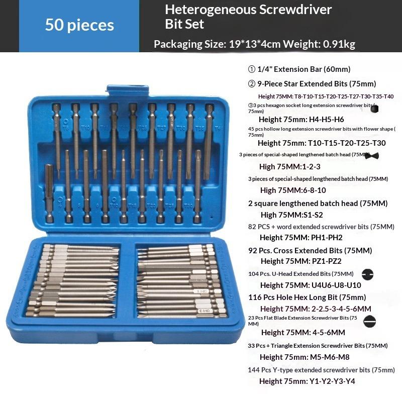 Electric Screwdriver Batch Set, Screwdriver, Screwdriver, Taper Cutter Head, Special-shaped Screw Batch Set, One-word Cross Hexagonal Triangle