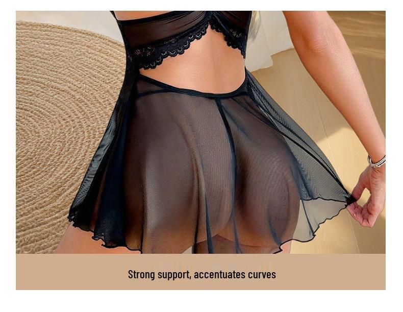 Sheer Mesh Lace Pajama Set: Flirty & Sexy Nightwear