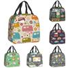 Colourful Vintage Caravans And Flowers Pattern Thermal Insulated Lunch Bags Women Happy Campers Portable Lunch Tote Food Box