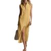 2026 Sleeveless Zipper Stand Collar Slit Casual Summer Dress - European & American Women's Fashion
